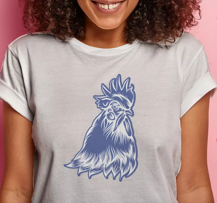 Stylish rooster print t-shirt - TenStickers