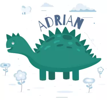 dinosaur with personalised name Kids shirt - TenStickers