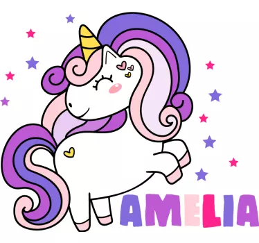 Baby t-shirt unicorn amilia personalized - TenStickers