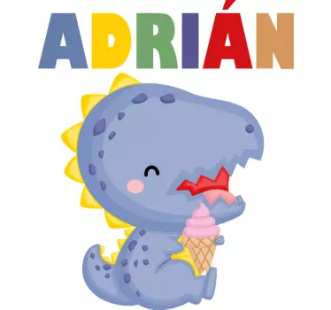 Dinosaur and custom name Kids shirt - TenStickers