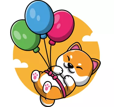Kids t-shirt cute puppy with balloons - TenStickers