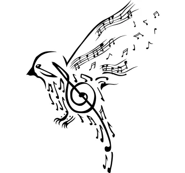 Musical notes birds t-shirt - TenStickers