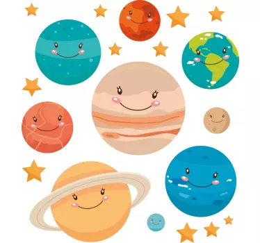 Kids t-shirt cute planet pals - TenStickers