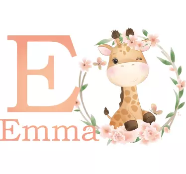 Cute giraffe for girl with name Baby t-shirt - TenStickers