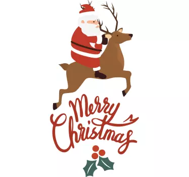 Santa riding reindeer Christmas t-shirt - TenStickers