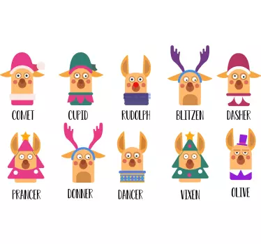 Santa's Reindeer names christmas tee shirts - TenStickers