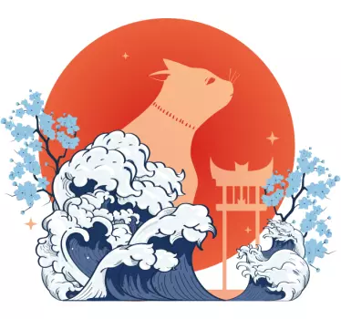 Majestic cat waves t-shirt - TenStickers