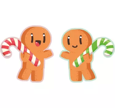 Dancing gingerman with candy cane christmas tee shirts - TenStickers