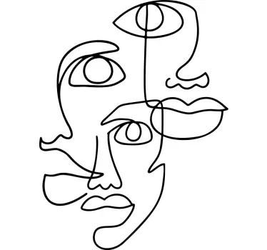 Abstract line faces t-shirt - TenStickers