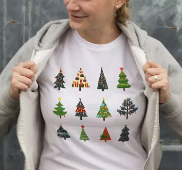 Christmas t-shirt cheerful holiday trees - TenStickers