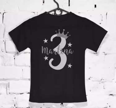 Custom birthday age with crown and stars Kids t-shirt - TenStickers