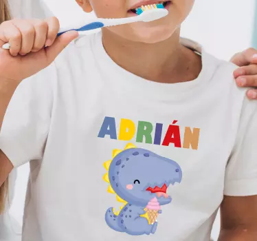 Dinosaur and custom name Kids shirt - TenStickers