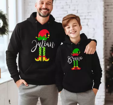 Custom festive elf family name hoodie - TenStickers