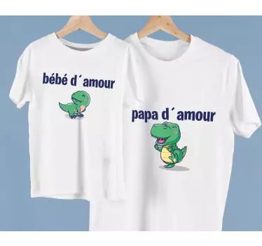 Father and son t-shirts cute dino love - TenStickers