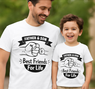Father and son t-shirts paternal fist bump - TenStickers