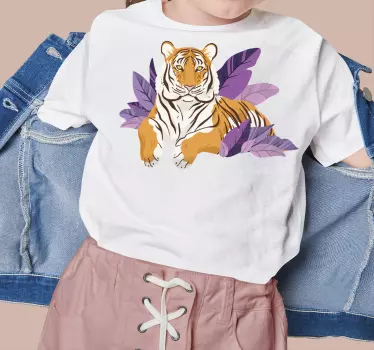 Kids t-shirt tiger among leaves - TenStickers
