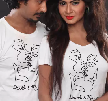 Line Art Couple Couple t shirts - TenStickers