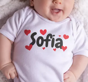 Baby T-shirts with name and hearts - TenStickers
