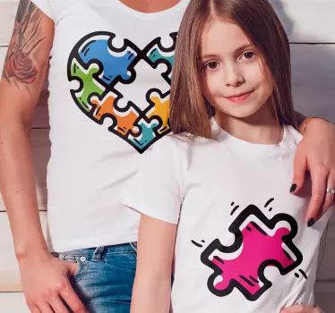 Puzzle heart Mother and daughter shirt - TenStickers