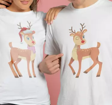 Two Christmas cartoon deer christmas tee shirts - TenStickers