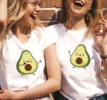 Two female happy avocado matching shirts for couples - TenStickers