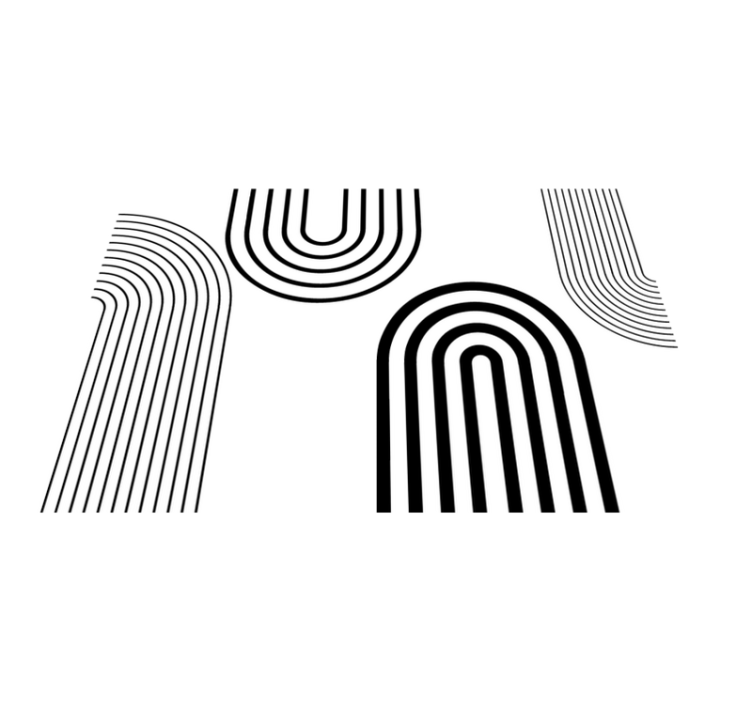 Thin minimalist black arcs white vinyl rug - TenStickers