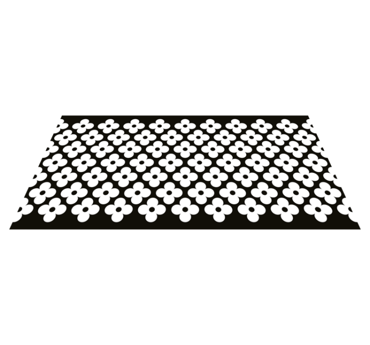 Simple flower shapes black vinyl rug - TenStickers