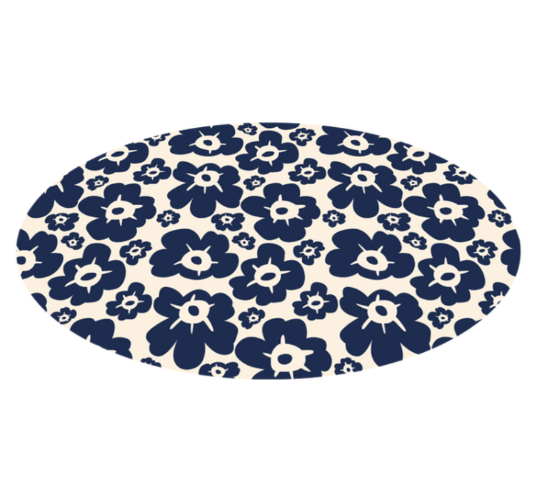 Dark blue poppy floral vinyl rug - TenStickers