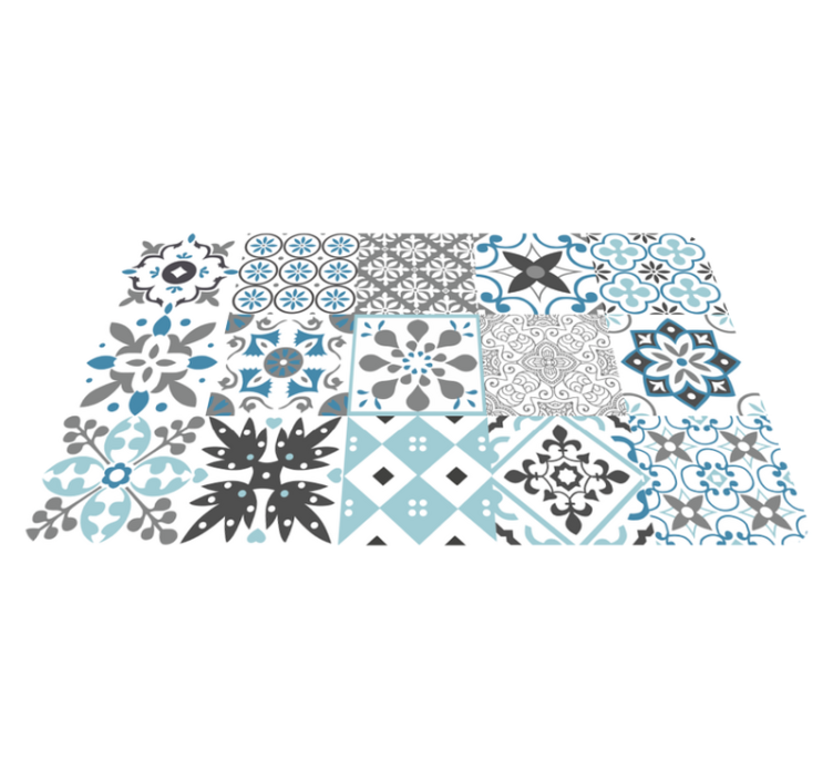 Blue mosaic kitchen vinyl rug - TenStickers