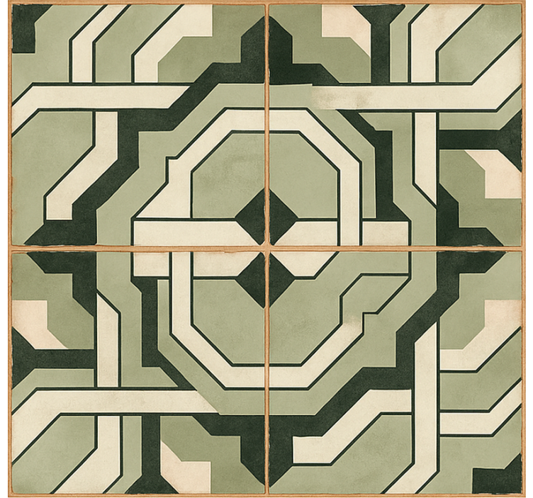 Moroccan Geometric Interlace dining room vinyl rug - TenStickers