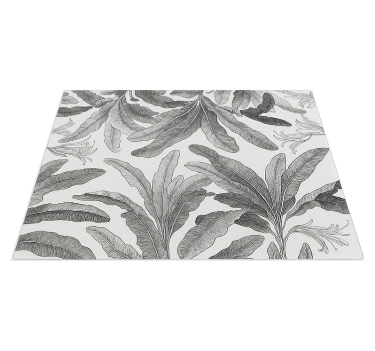 Kitchen vinyl rug with elegant grey palms - TenStickers