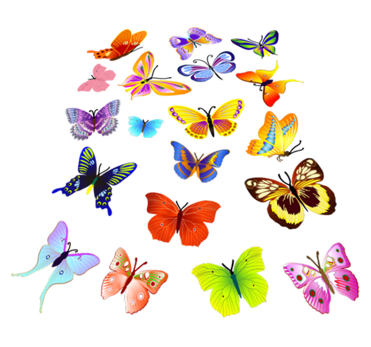 Animal vinyl rug multicolor flying butterflies - TenStickers