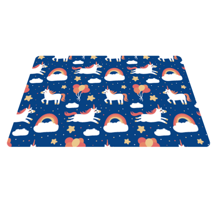 Animal vinyl rug featuring white unicorns for kids - TenStickers