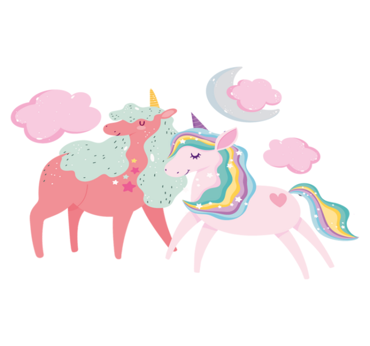 Animal vinyl rug small unicorn with mare - TenStickers