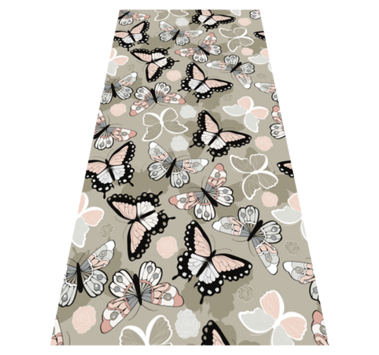 Animal vinyl rug beige flying butterflies - TenStickers
