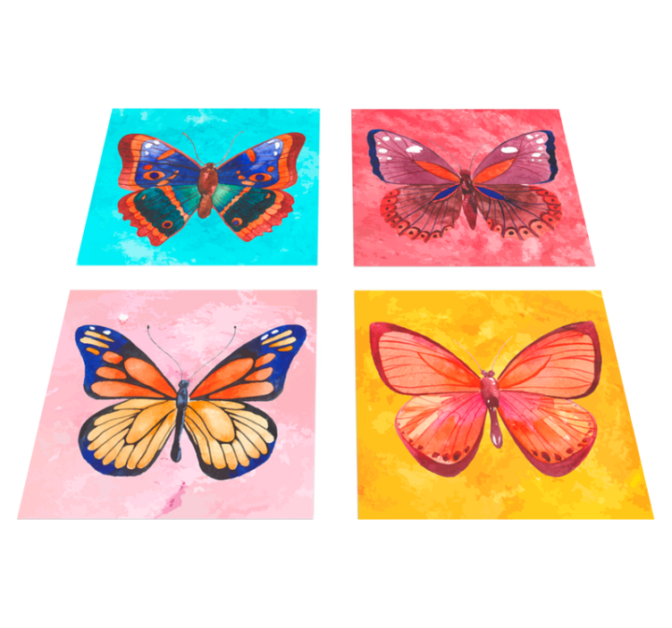 Animal vinyl rug with multicolored butterfly design - TenStickers