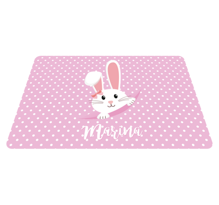 Cute bunny for girl with name animal vinyl rug - TenStickers