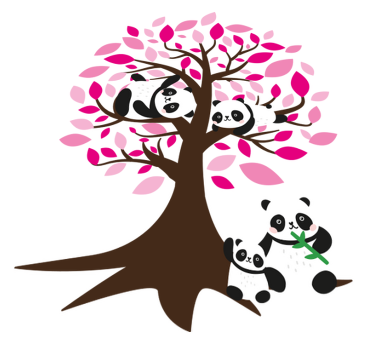 Animal vinyl rug with pandas in a tree - TenStickers