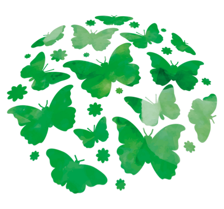 Green aquarelle butterflies animal vinyl rug - TenStickers