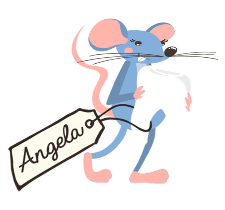 Blue mouse with name animal vinyl rug - TenStickers