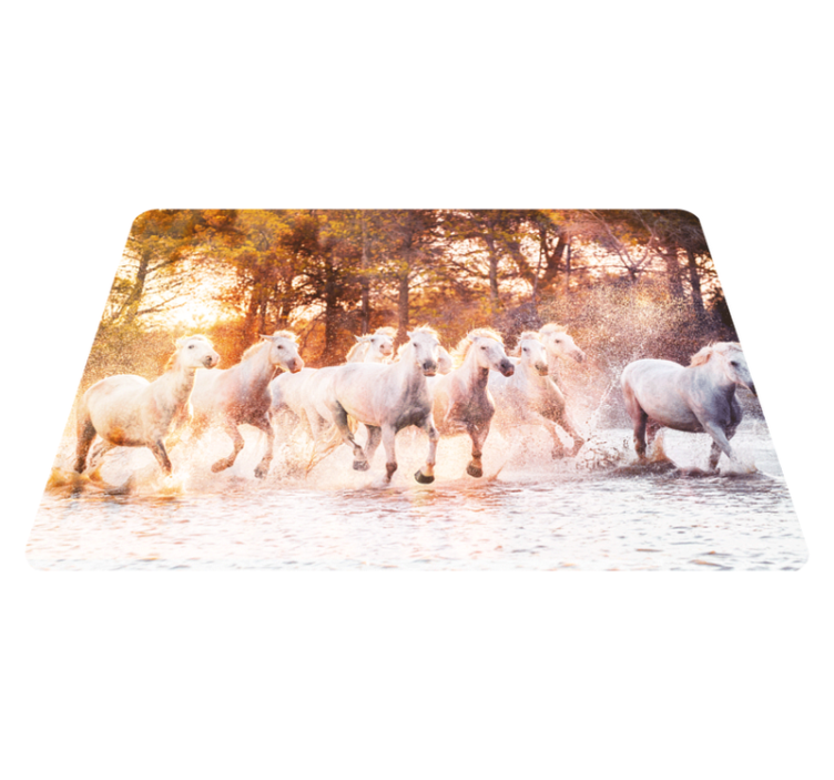 Wild horses warm sunset view animal vinyl rug - TenStickers