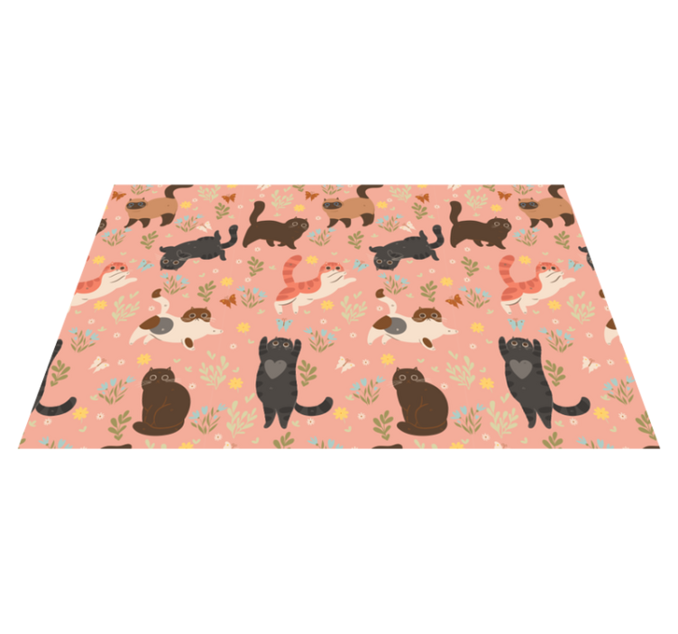 Animal vinyl rug with cats seamless pattern - TenStickers