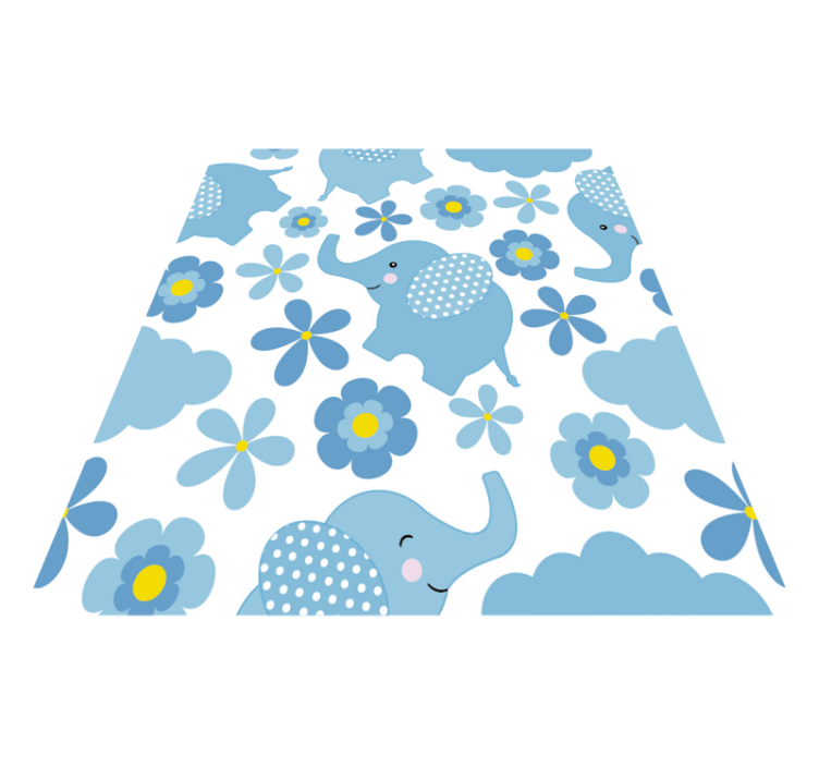 Animal vinyl rug featuring blue baby elephants - TenStickers