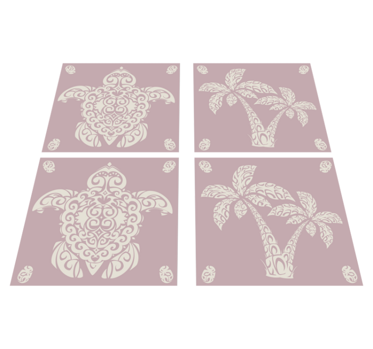 Animal vinyl rug hawaiian turtle and palm design - TenStickers