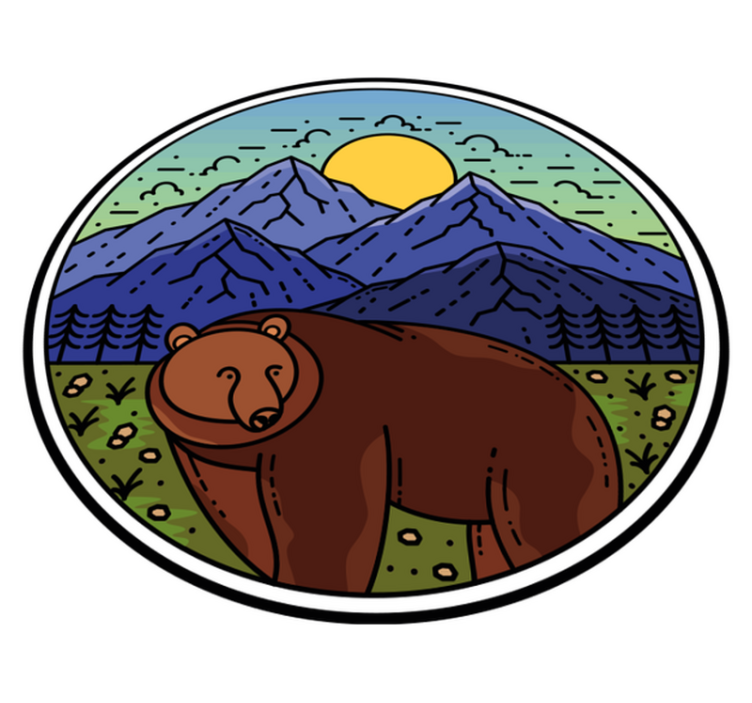 Animal vinyl rug mountain bear round - TenStickers