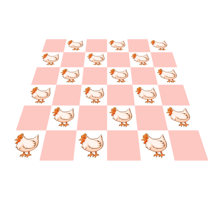 Animal vinyl rug pink rooster pattern squares - TenStickers