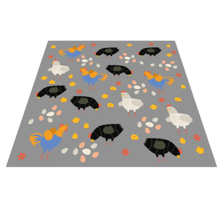 Animal vinyl rug with chickens in the pen design - TenStickers