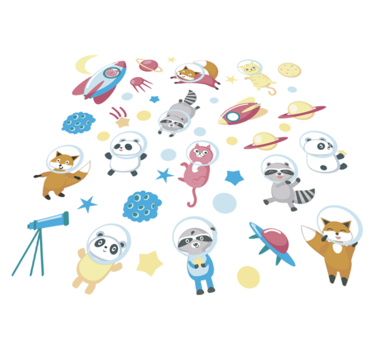 Cute animal astronauts animal vinyl rug - TenStickers