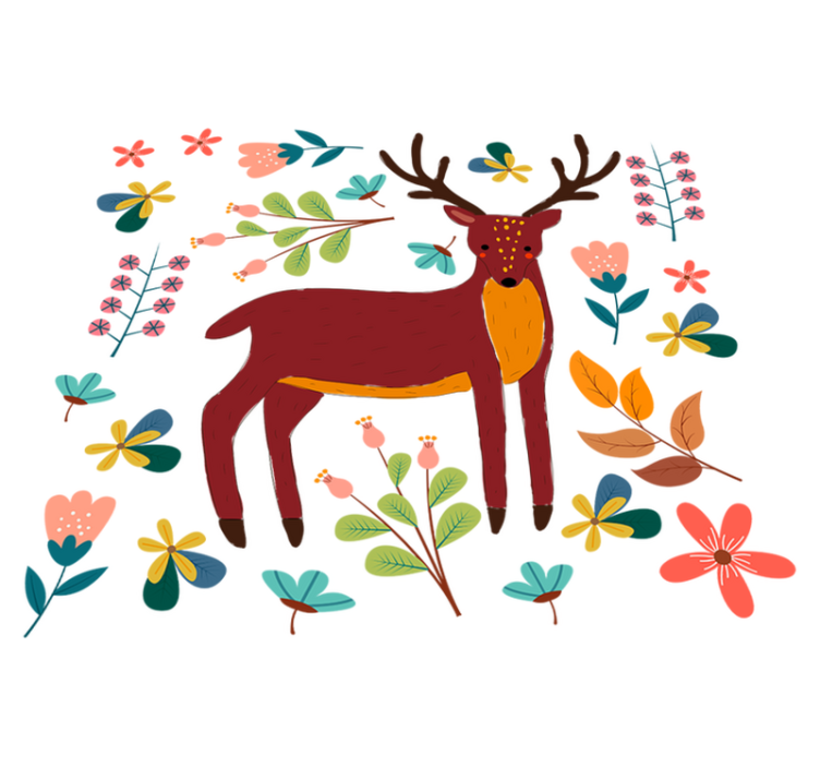 Whimsical deer illustration animal vinyl rug - TenStickers