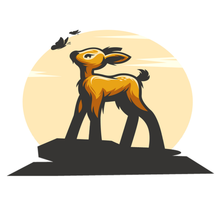 Animal vinyl rug deer and butterflies - TenStickers